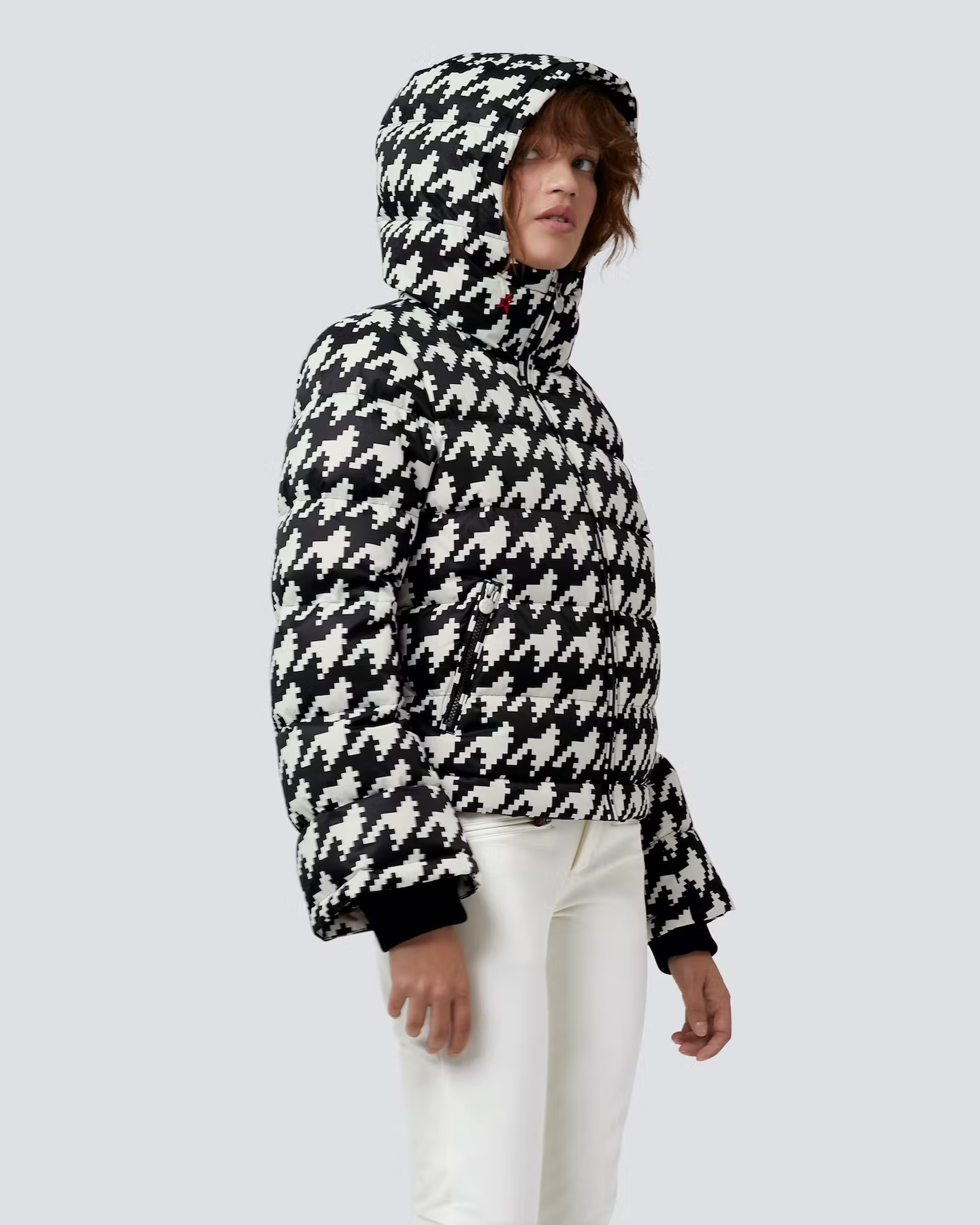 Houndstooth Polar Flare Daunen Jacke