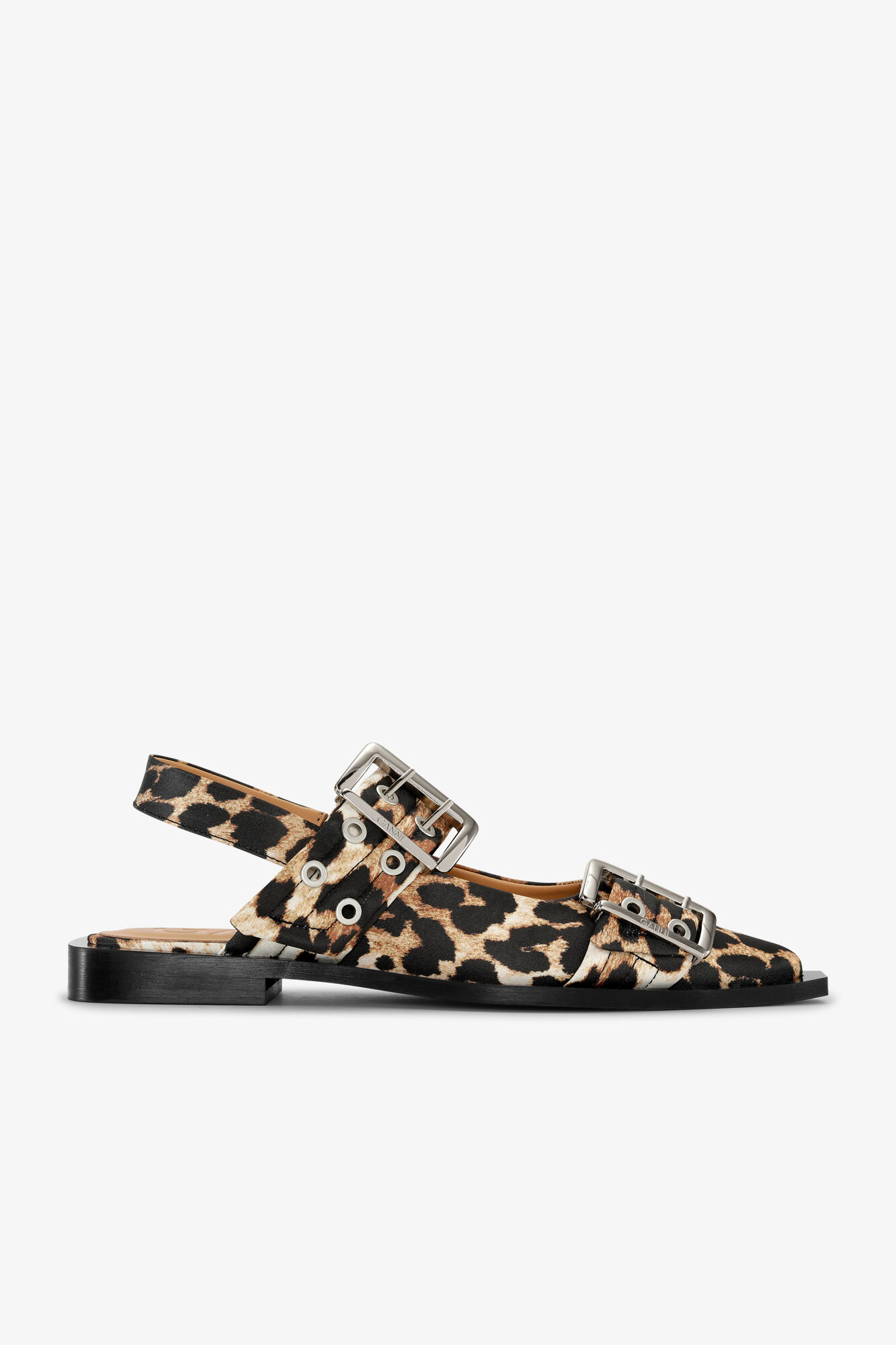  Buckle Satin Print Ballerina
