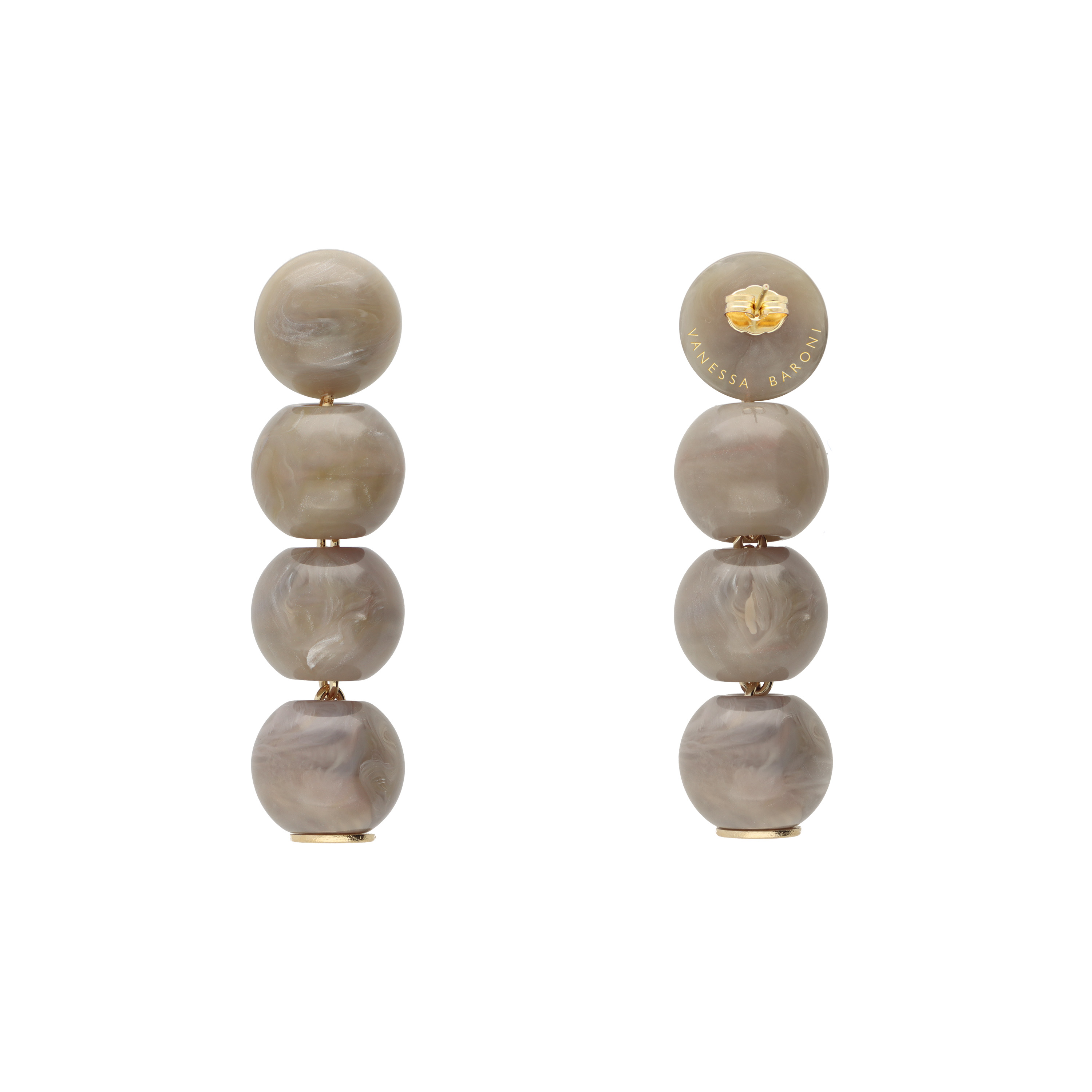 Small Beads Earring Greige Marble