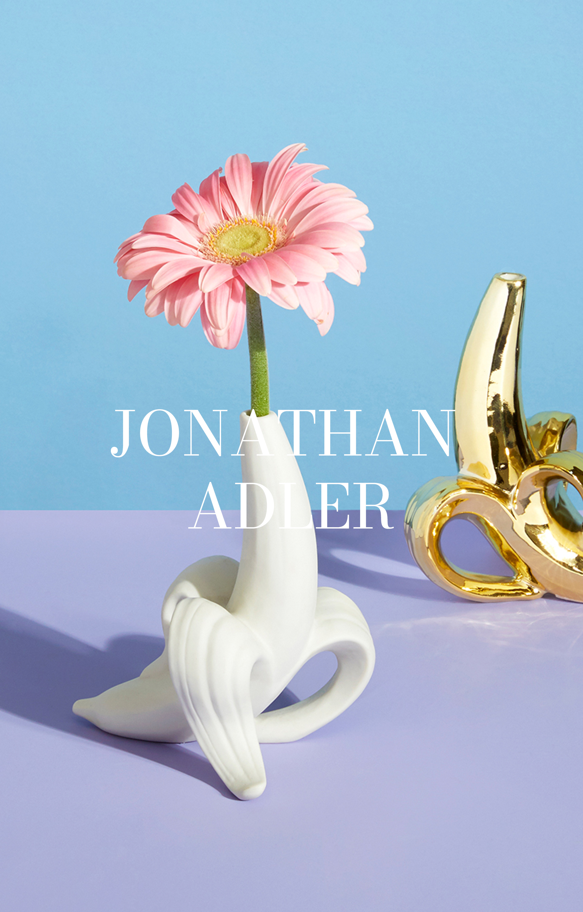 Jonathan Adler Bananen Vasen in weiss und gold