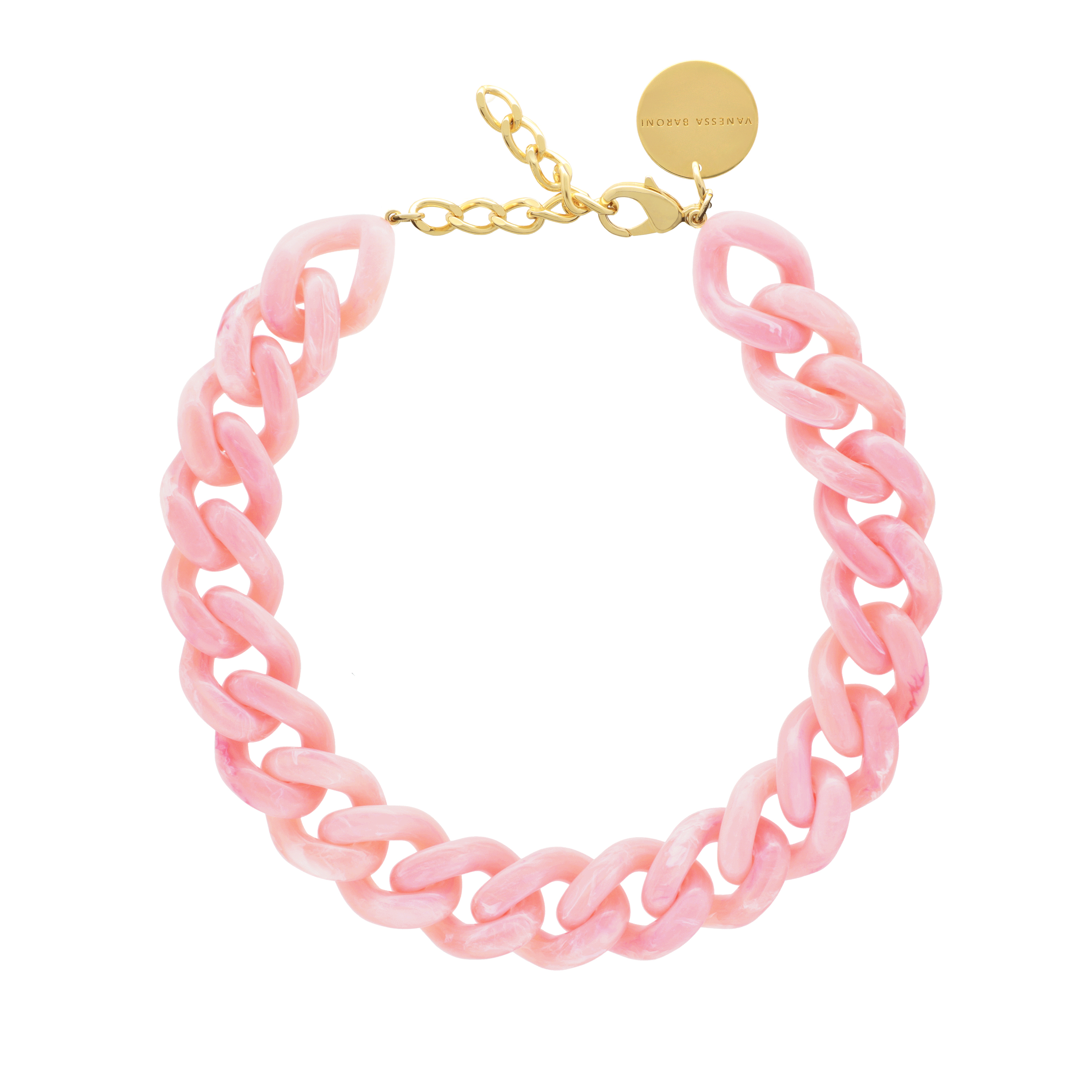 Flat Chain Necklace Neon Pink Marble