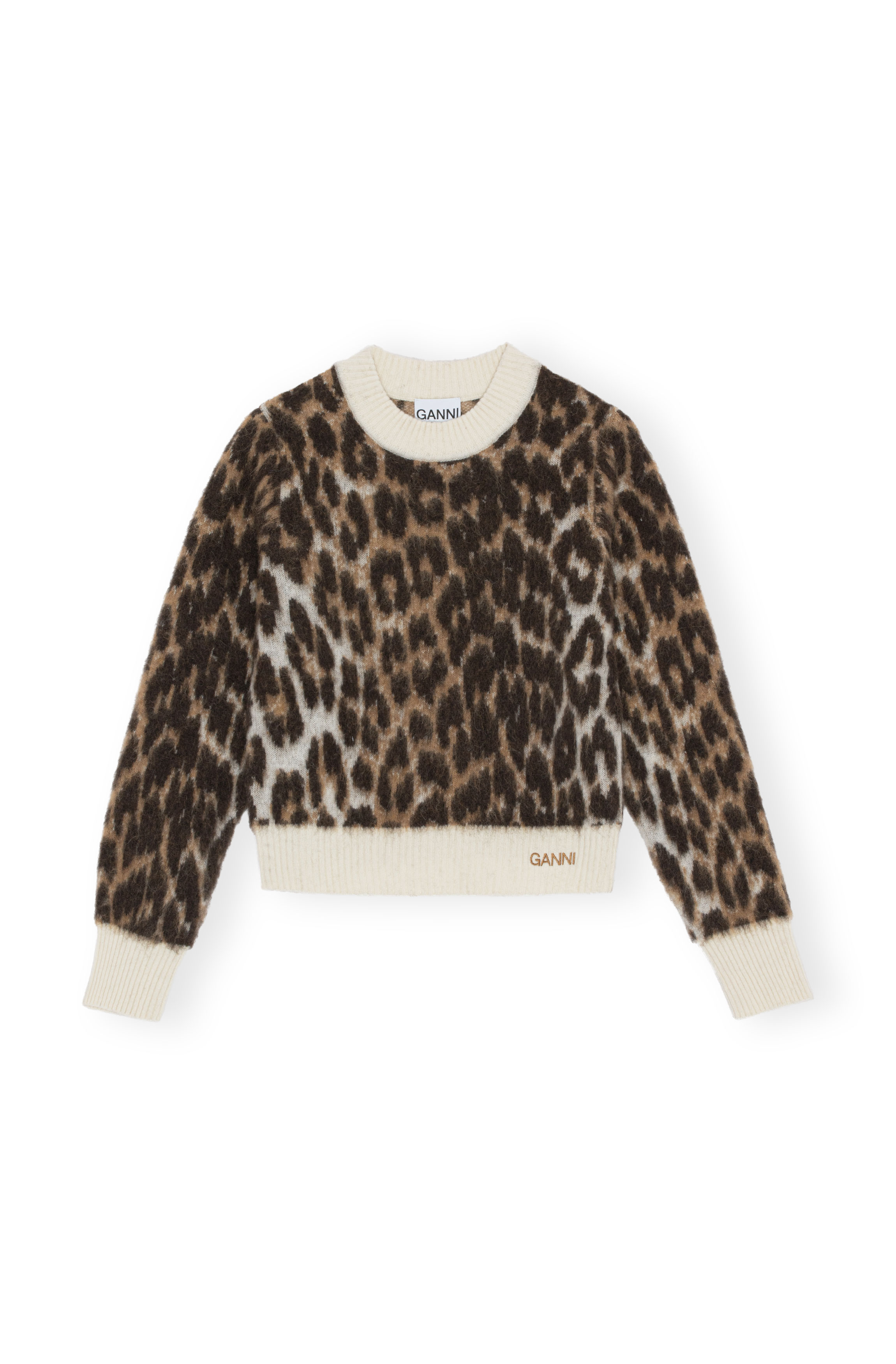 Leopard Jacquard O-neck Pullover