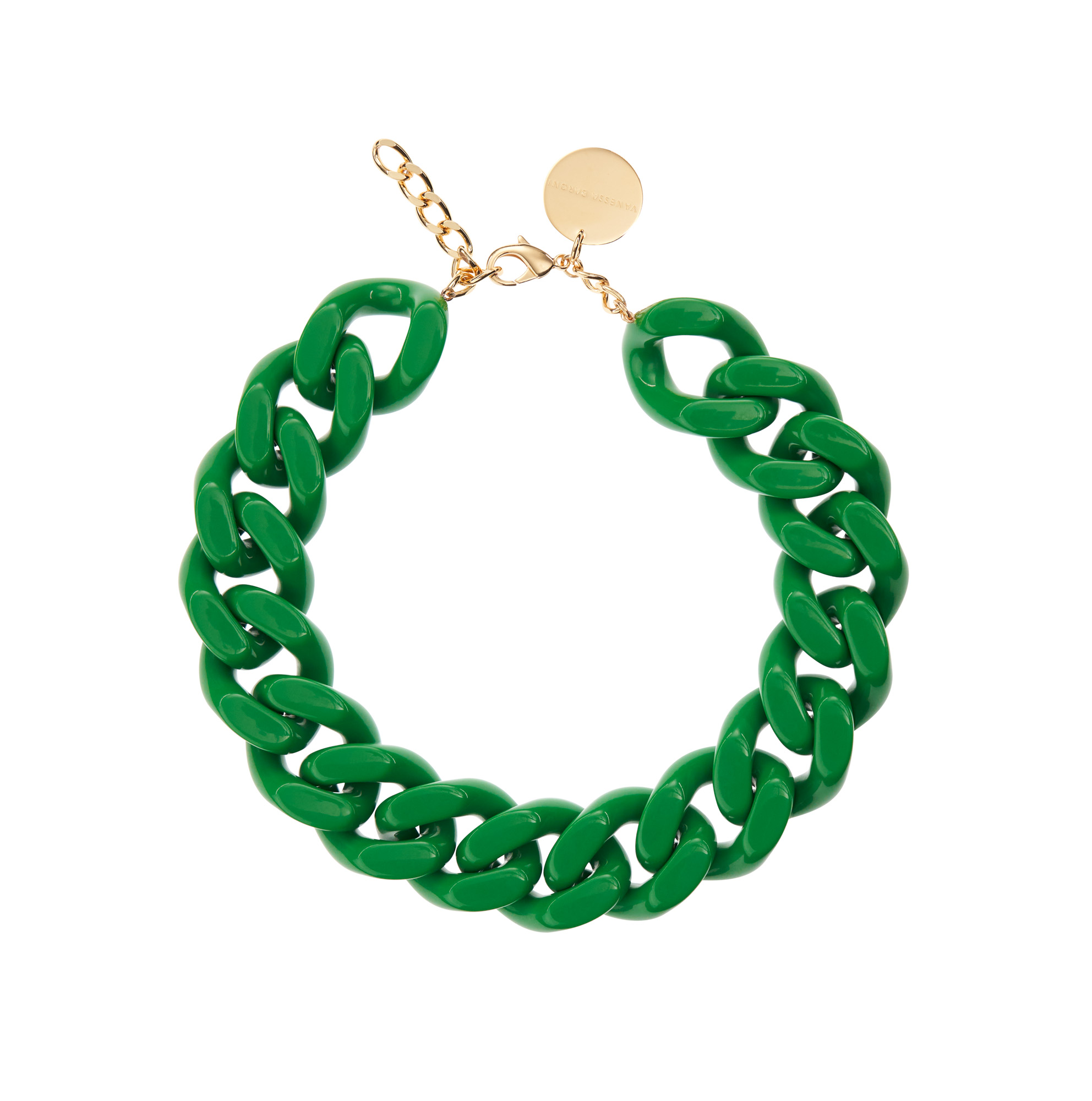 Big Flat Chain Necklace Green