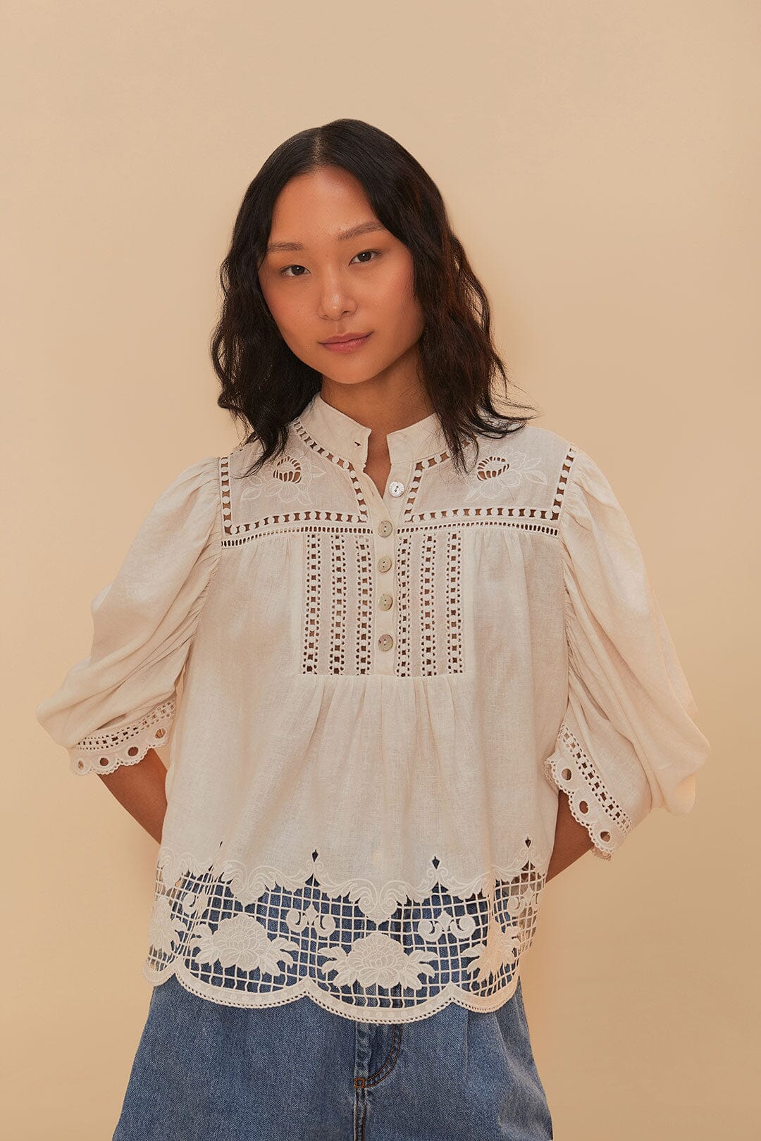 Off-White Romantic Richelieu Bluse