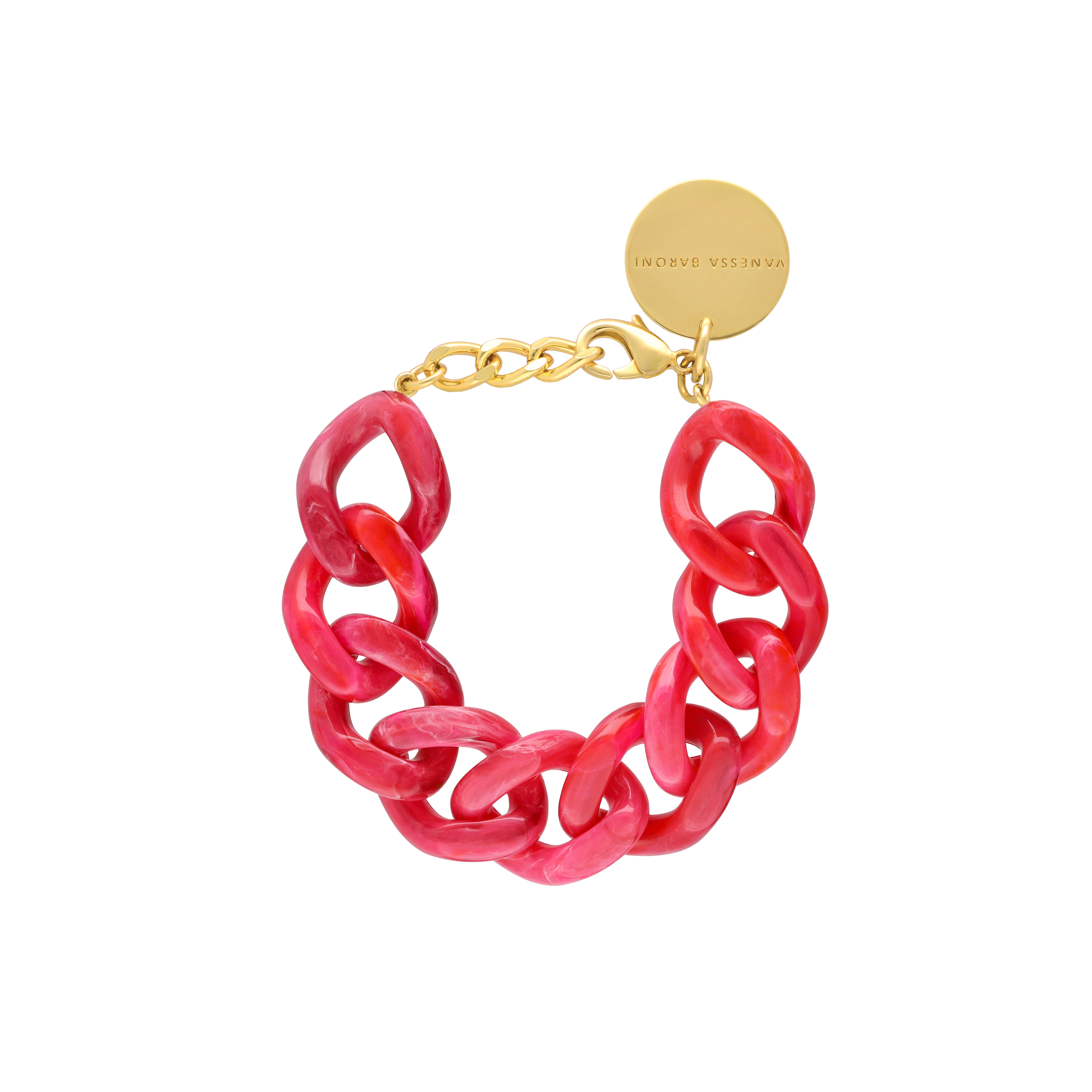 Flat Chain Bracelet Pink Marble