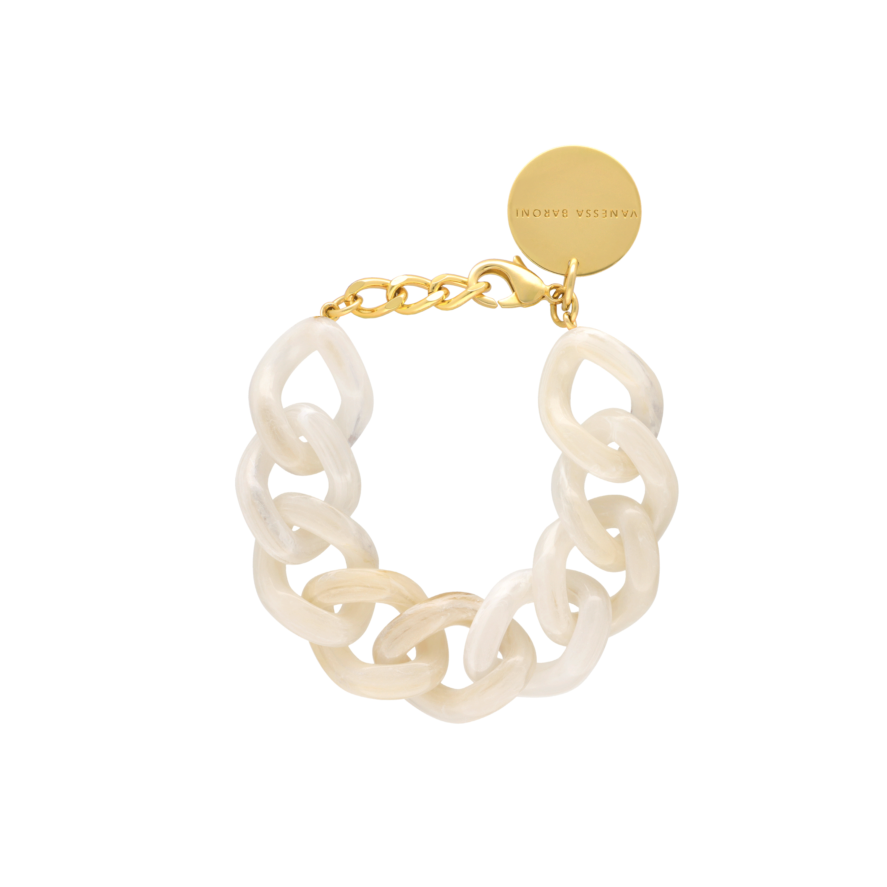 Flat Chain Bracelet White Marble