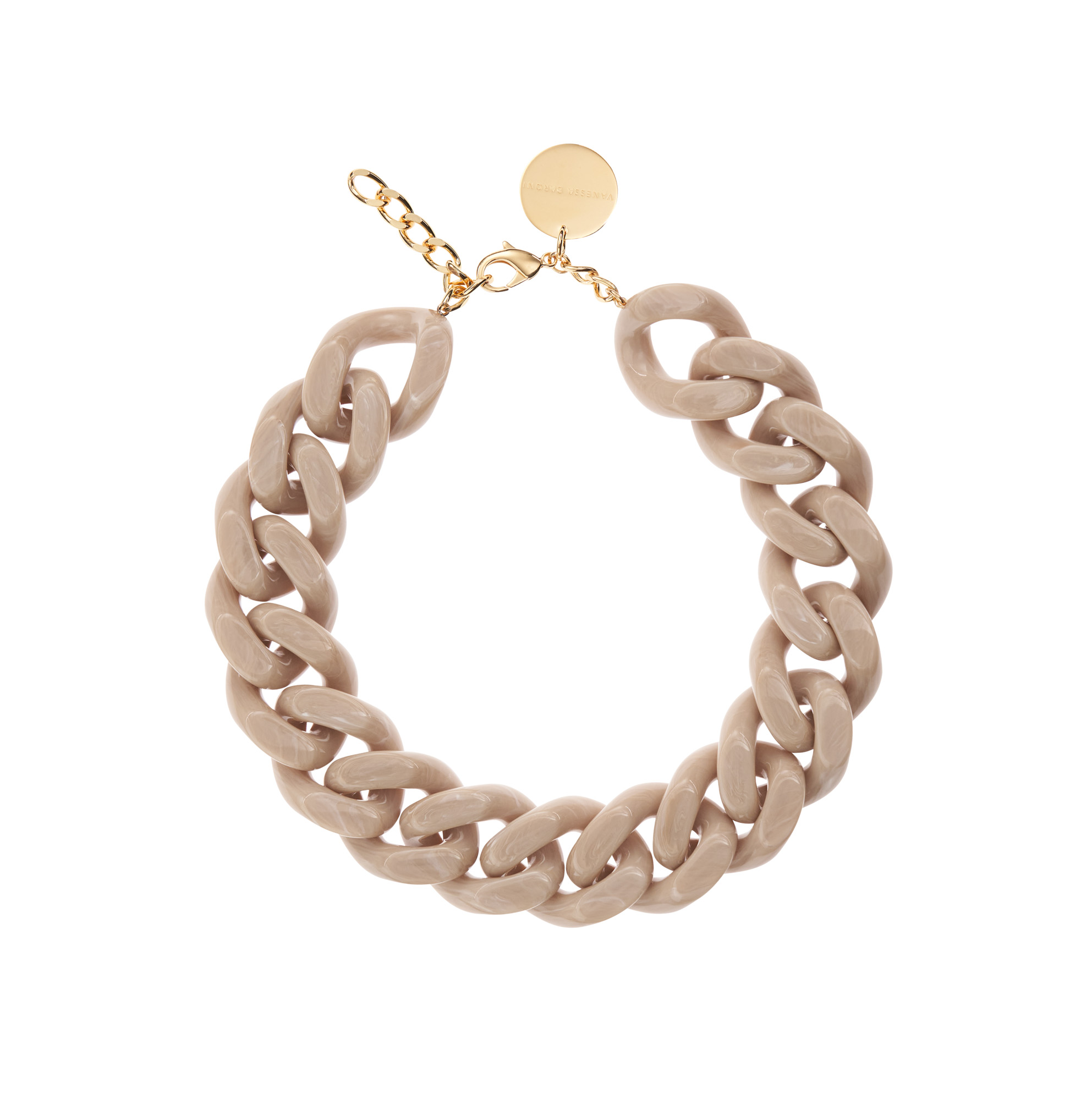 Big Flat Chain Necklace Sand Marble