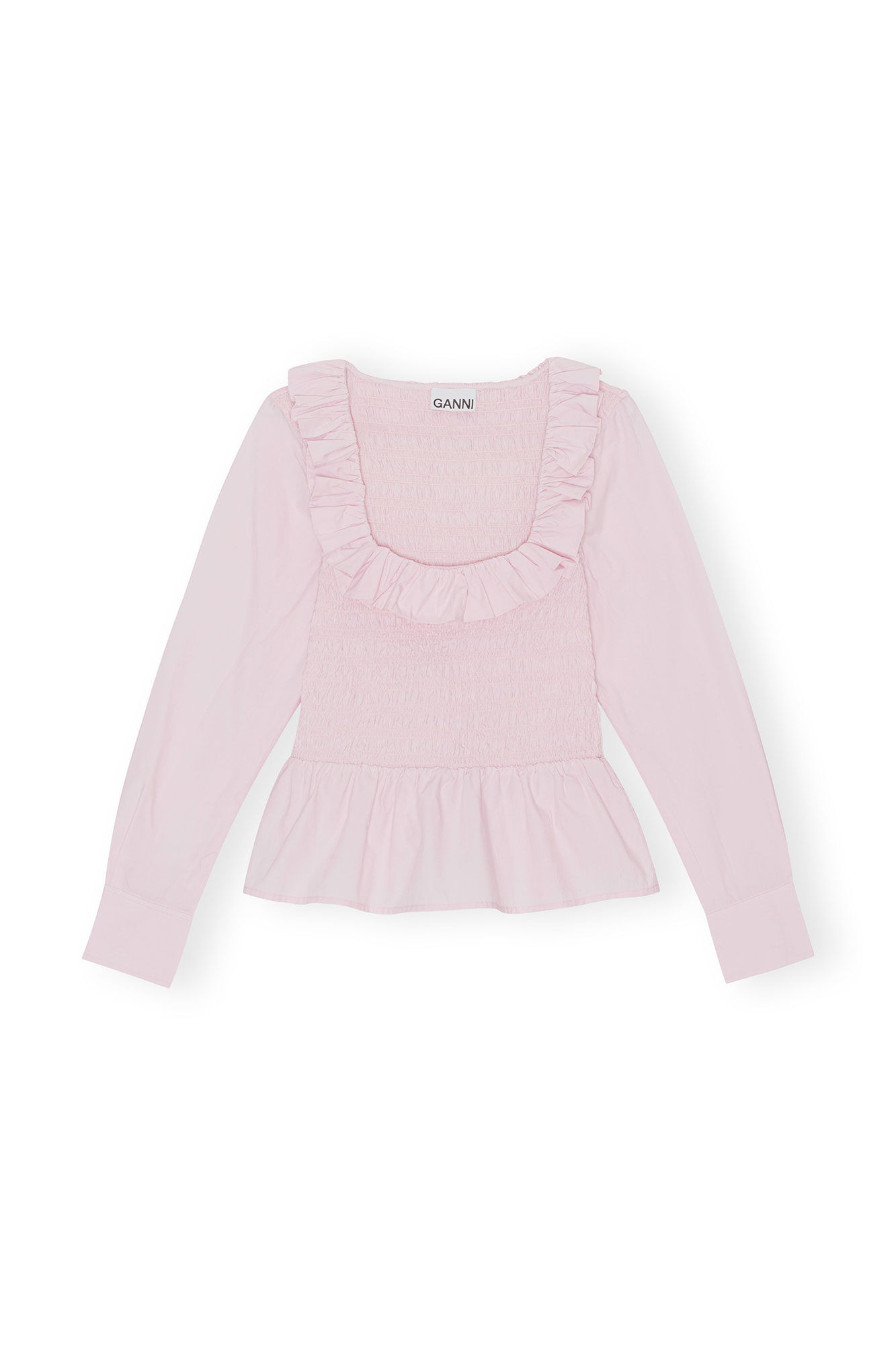 Poplin Open-neck Smock Bluse