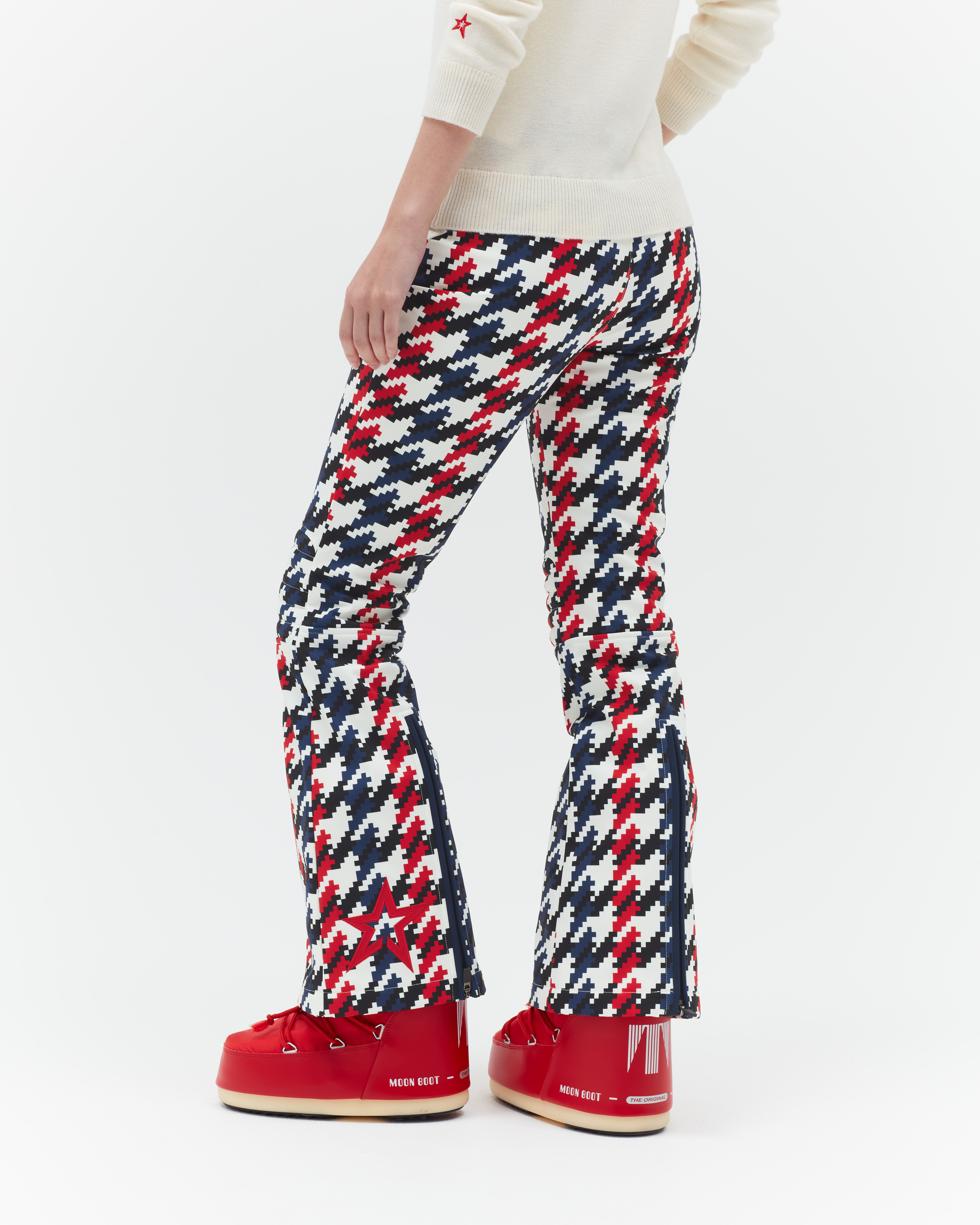 Houndstooth Aurora High Waist Flare Ski Hose - Grösse: M